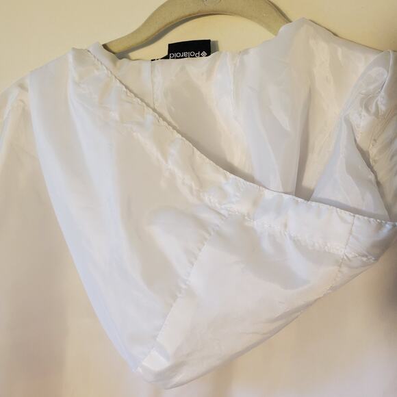 Polaroid Supercolor Crop Top Windbreaker Size M White Cinch Pocket Lightweight - Picture 12 of 14